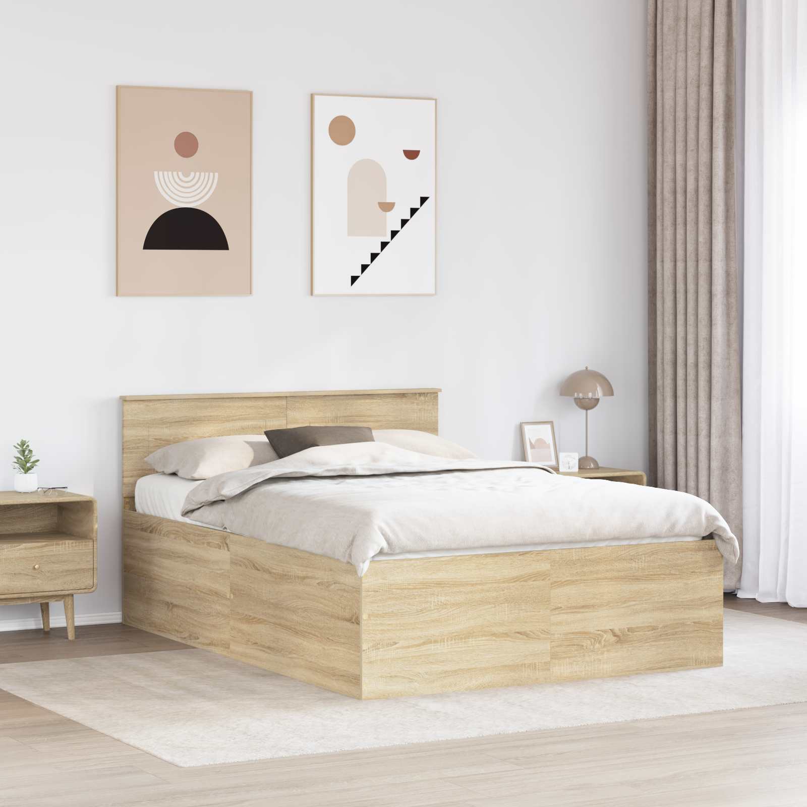 vidaXL Ramka łóżka Dąb Sonoma 150 x 200 cm Materiał drewnopochodny