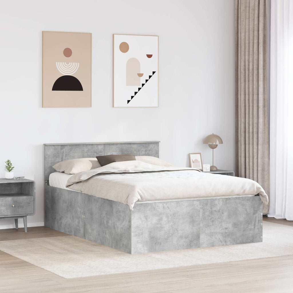 vidaXL Ramka łóżka Betonowy szary 150 x 200 cm Materiał drewnopochodny