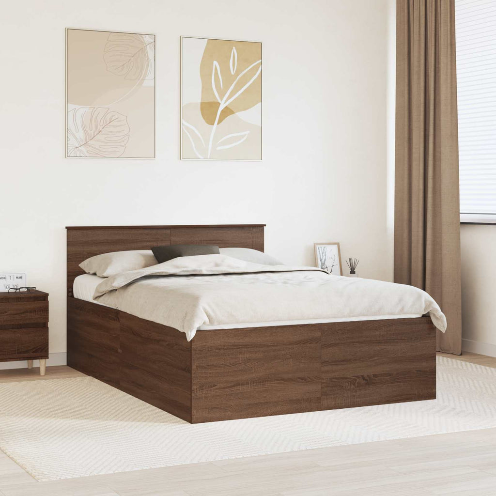 vidaXL Ramka łóżka Brązowy dąb 150 x 200 cm Materiał drewnopochodny