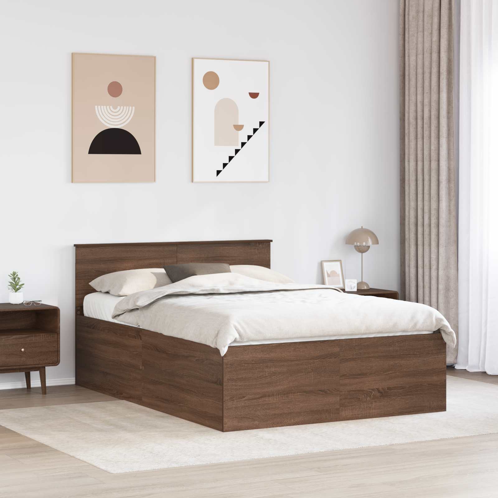 vidaXL Ramka łóżka Brązowy dąb 150 x 200 cm Materiał drewnopochodny