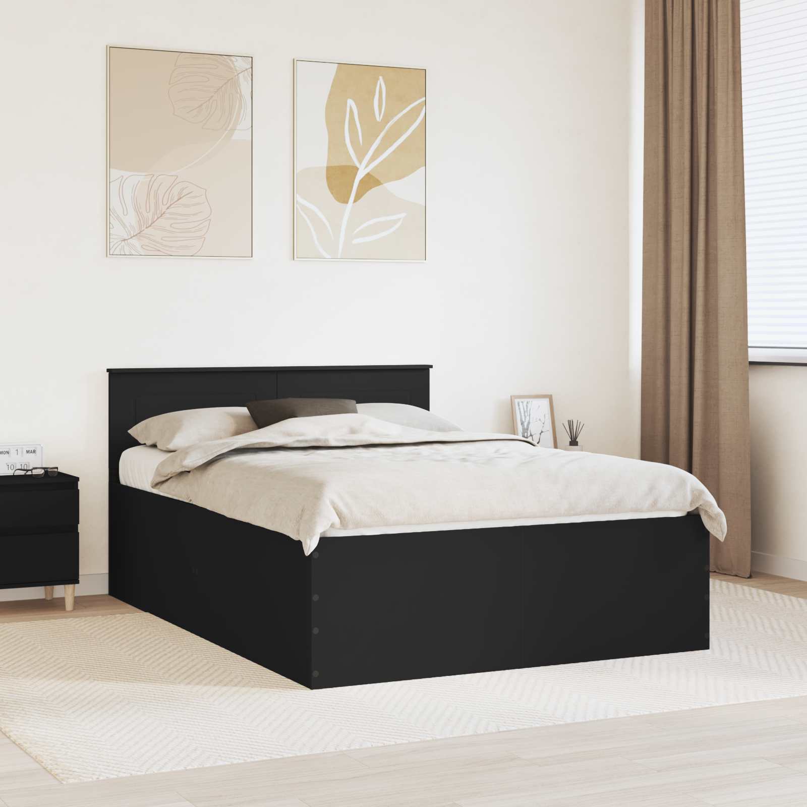 vidaXL Ramka łóżka Czarny 140 x 200 cm Materiał drewnopochodny