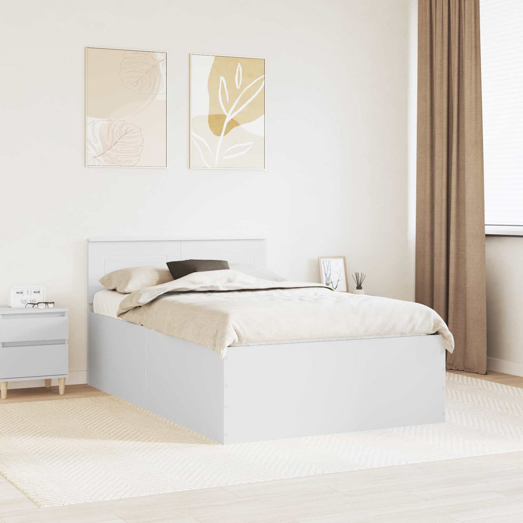 vidaXL Ramka łóżka Biały 135 x 190 cm Materiał drewnopochodny