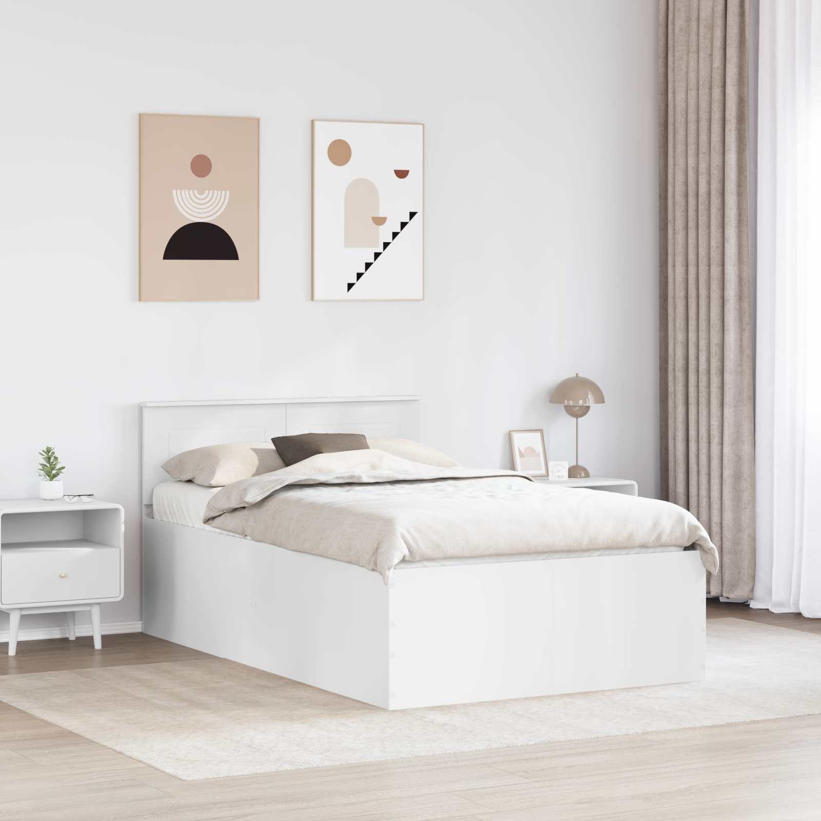 vidaXL Ramka łóżka Biały 135 x 190 cm Materiał drewnopochodny