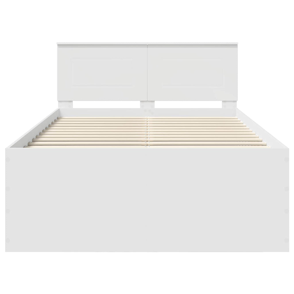vidaXL Ramka łóżka Biały 135 x 190 cm Materiał drewnopochodny