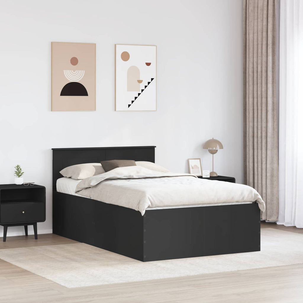 vidaXL Ramka łóżka Czarny 135 x 190 cm Materiał drewnopochodny