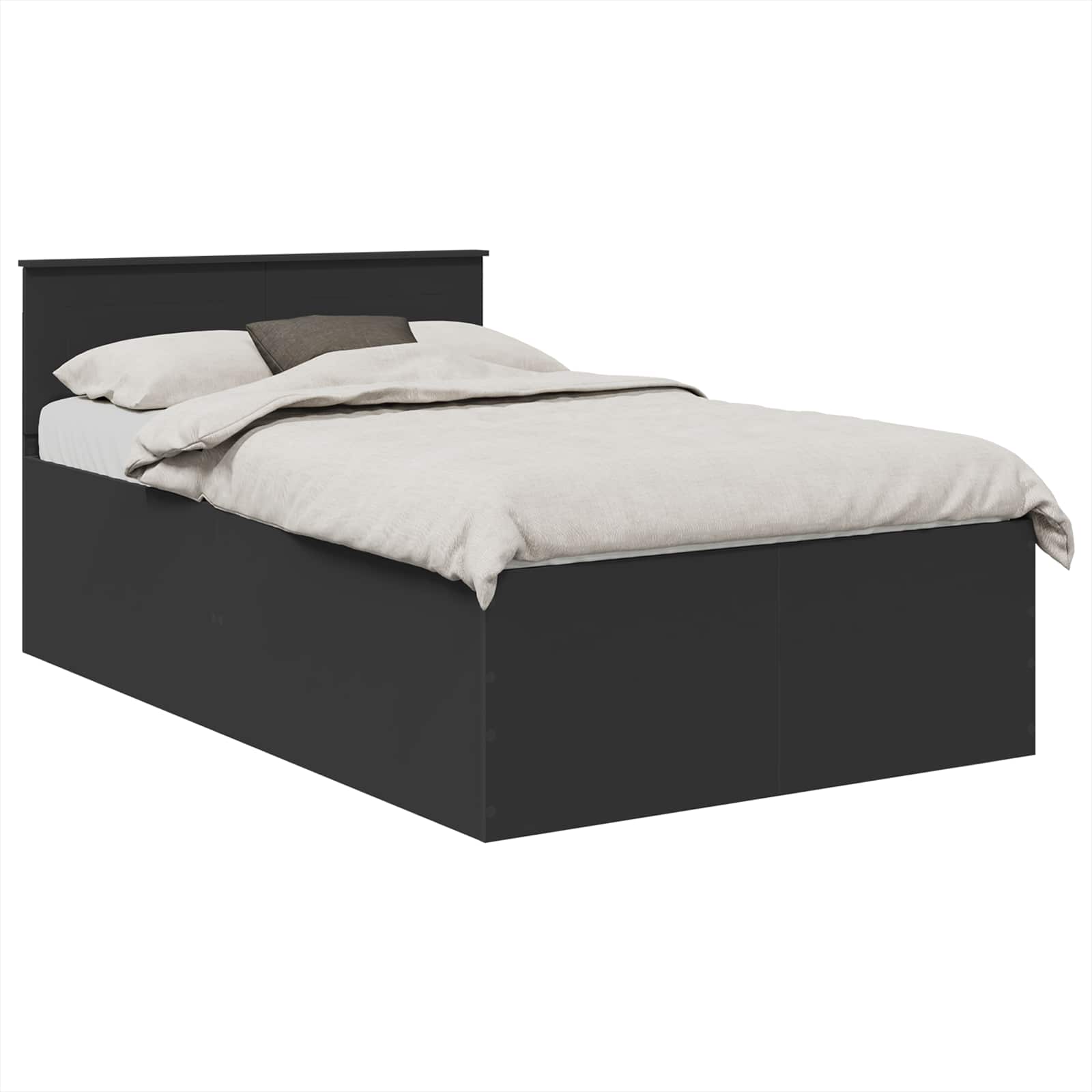 vidaXL Ramka łóżka Czarny 135 x 190 cm Materiał drewnopochodny