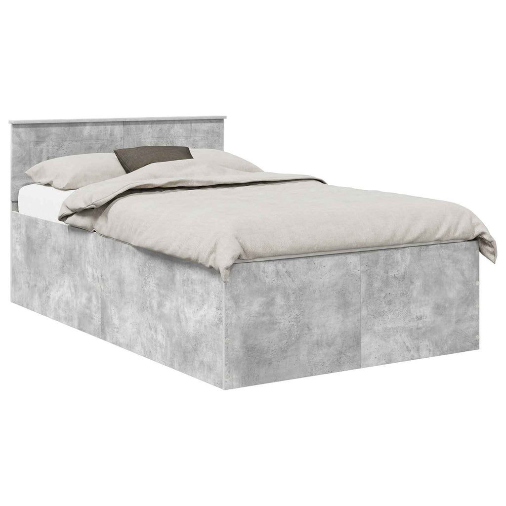 vidaXL Ramka łóżka Betonowy szary 135 x 190 cm Materiał drewnopochodny
