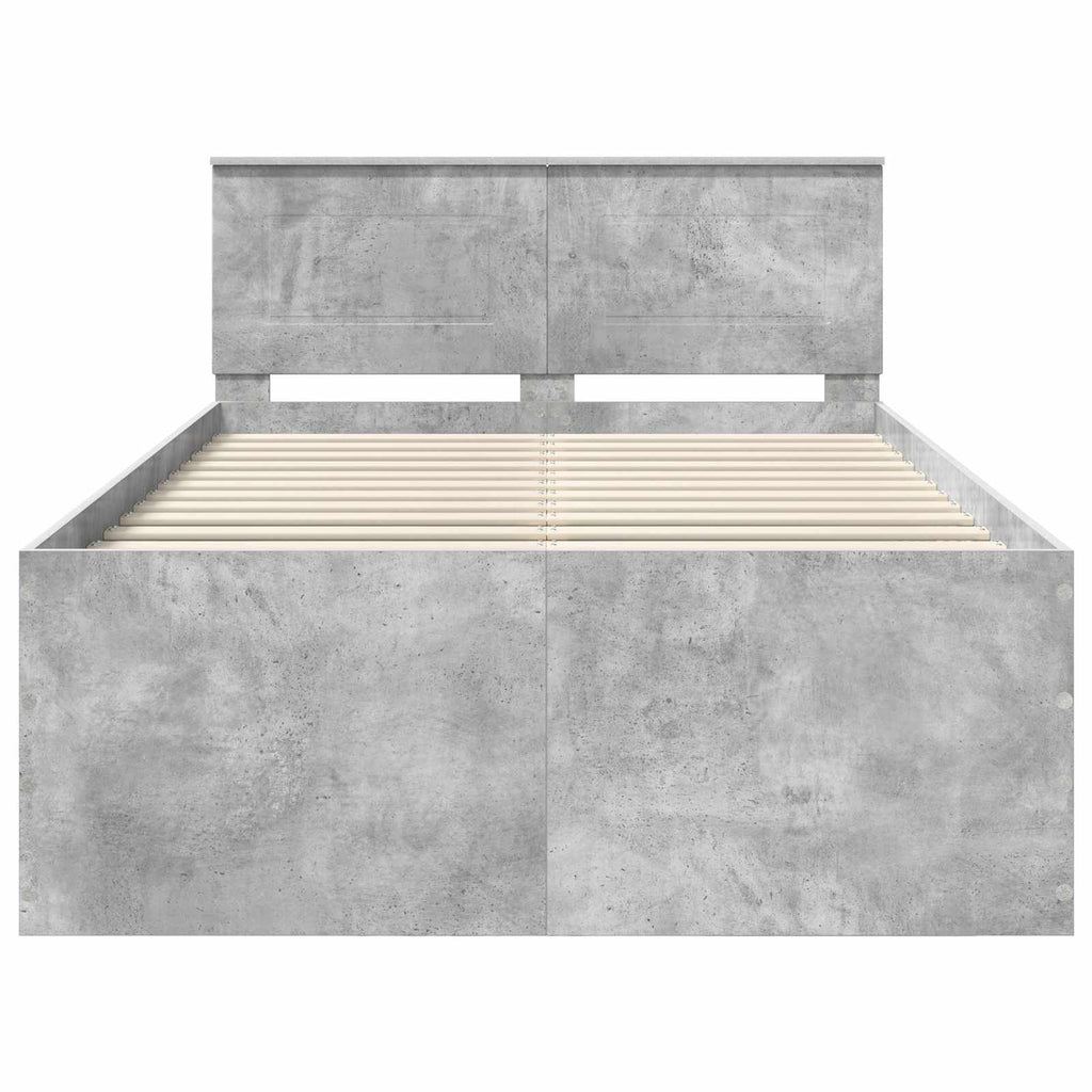 vidaXL Ramka łóżka Betonowy szary 135 x 190 cm Materiał drewnopochodny