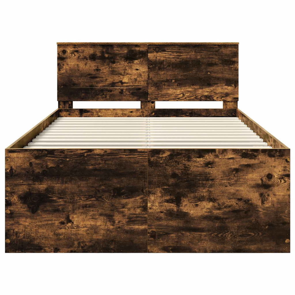 vidaXL Ramka łóżka Dąb wędzony 135 x 190 cm Materiał drewnopochodny