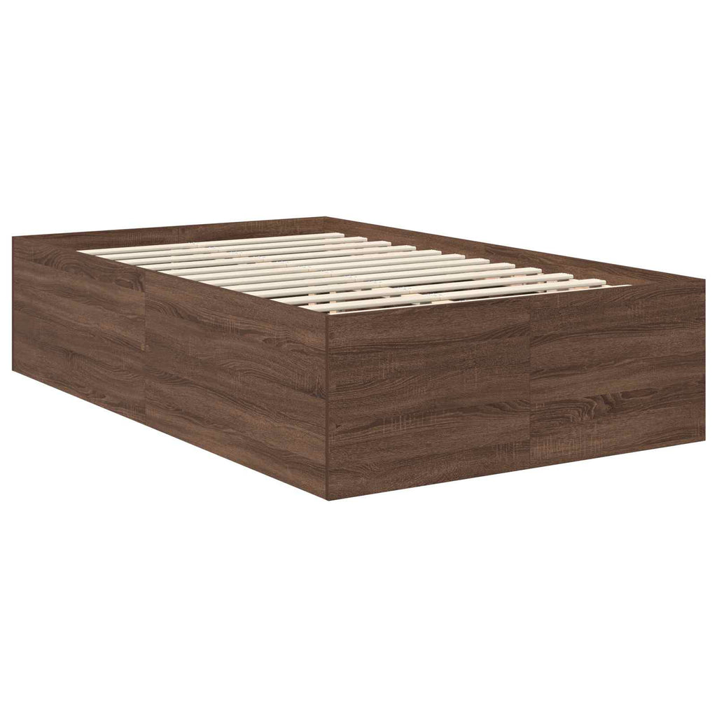 vidaXL Ramka łóżka Brązowy dąb 135 x 190 cm Materiał drewnopochodny