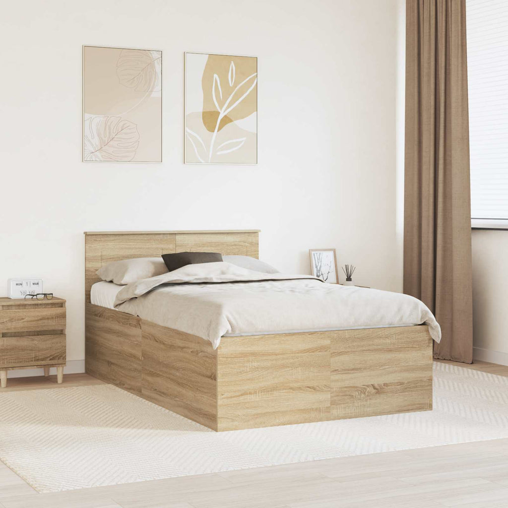 vidaXL Ramka łóżka Dąb Sonoma 120 x 190 cm Materiał drewnopochodny