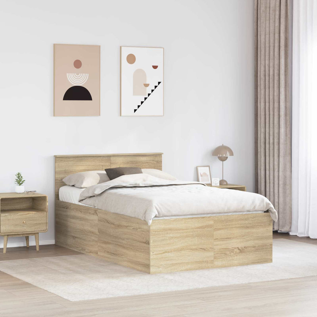 vidaXL Ramka łóżka Dąb Sonoma 120 x 190 cm Materiał drewnopochodny