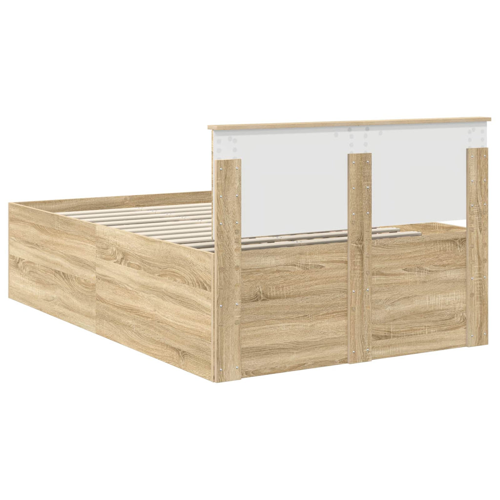 vidaXL Ramka łóżka Dąb Sonoma 120 x 190 cm Materiał drewnopochodny