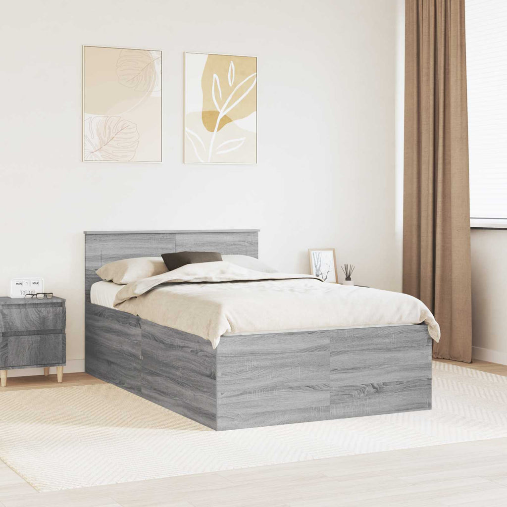 vidaXL Ramka łóżka Szary Sonoma 120 x 190 cm Materiał drewnopochodny