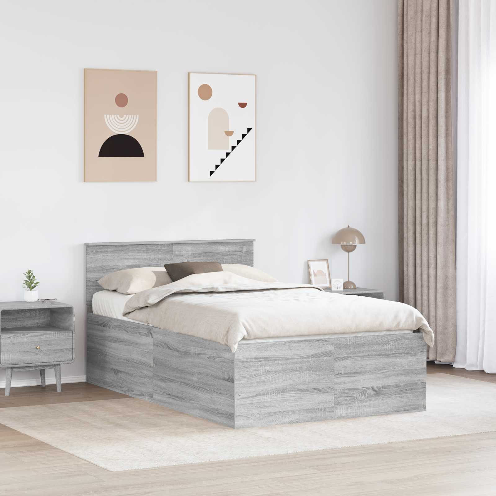 vidaXL Ramka łóżka Szary Sonoma 120 x 190 cm Materiał drewnopochodny