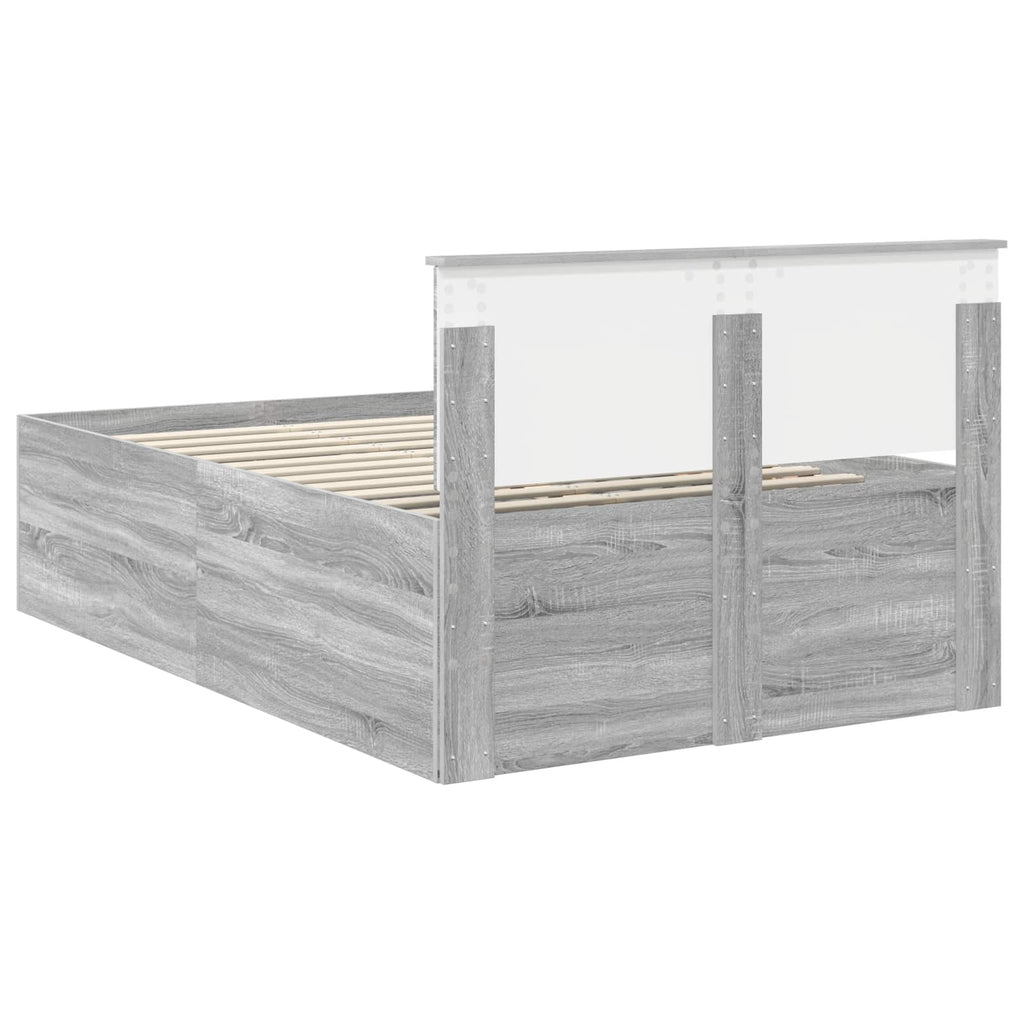 vidaXL Ramka łóżka Szary Sonoma 120 x 190 cm Materiał drewnopochodny