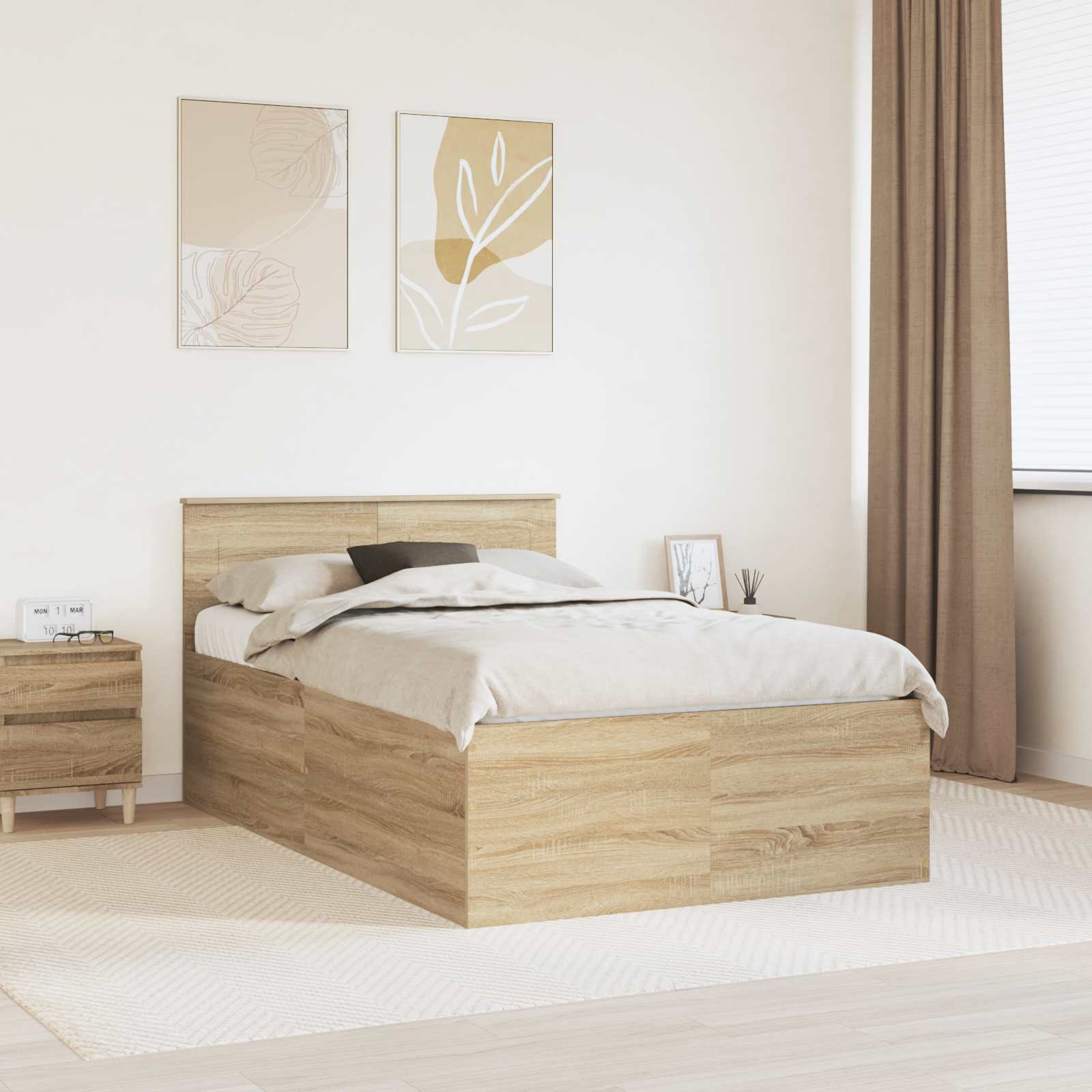 vidaXL Ramka łóżka Dąb Sonoma 120 x 200 cm Materiał drewnopochodny