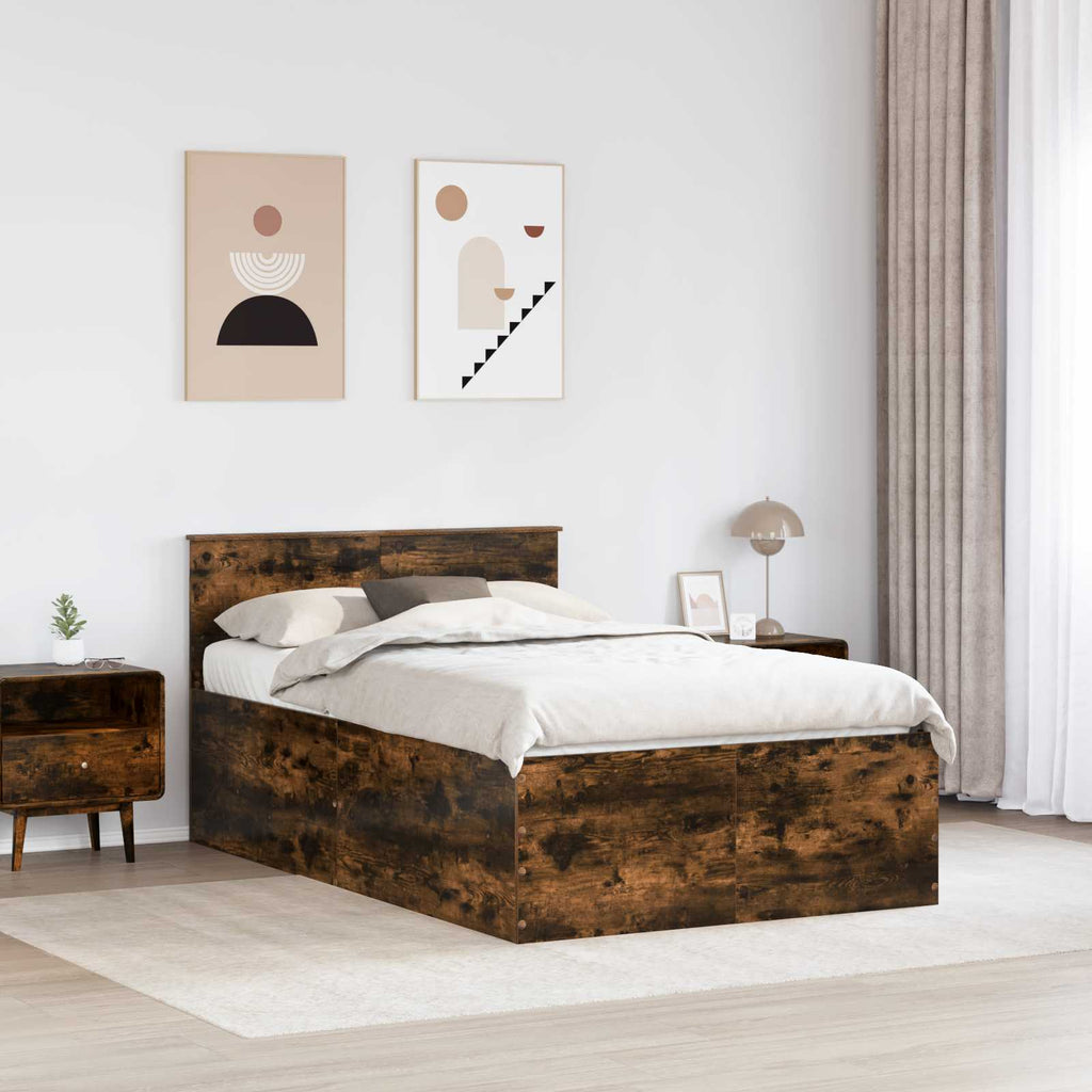 vidaXL Ramka łóżka Dąb wędzony 120 x 200 cm Materiał drewnopochodny