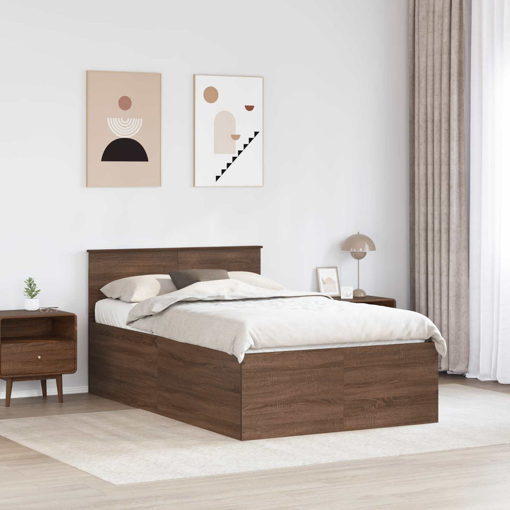 vidaXL Ramka łóżka Brązowy dąb 120 x 200 cm Materiał drewnopochodny