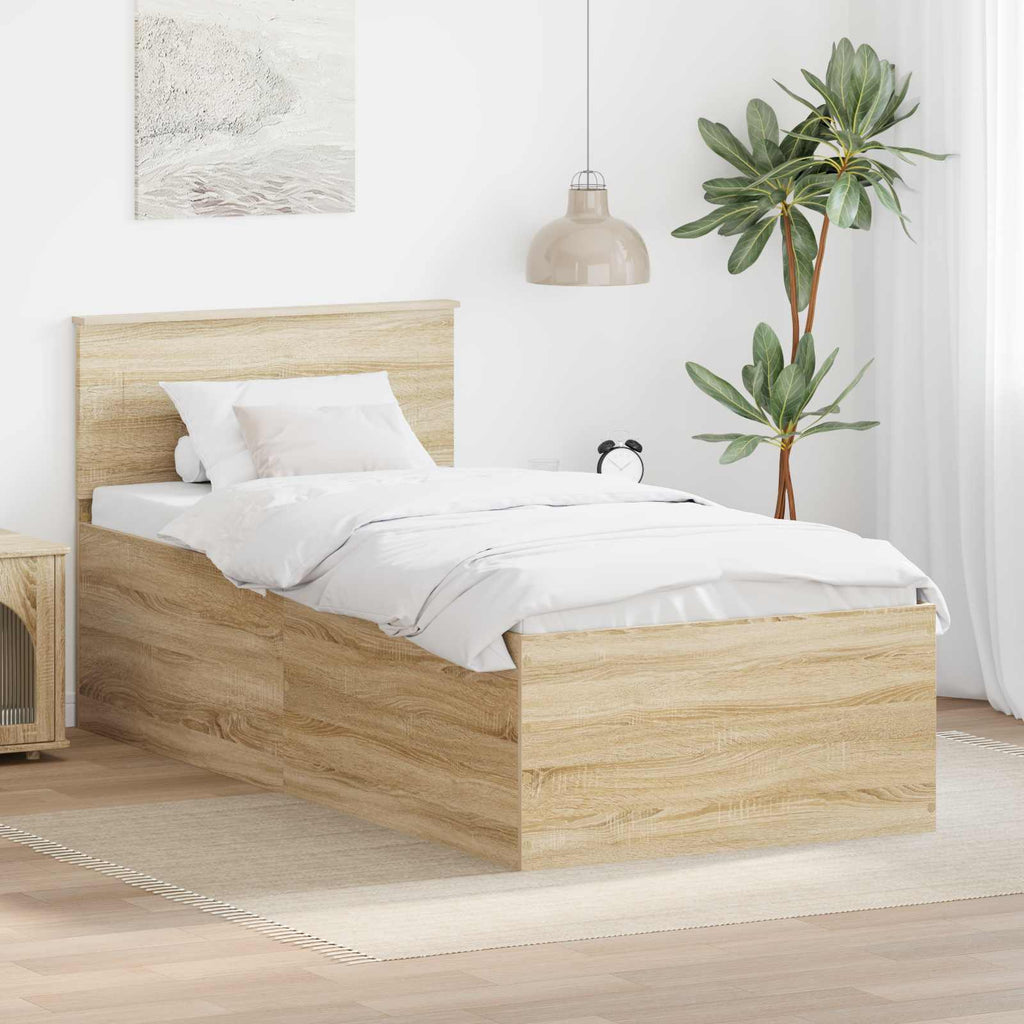 vidaXL Ramka łóżka Dąb Sonoma 120 x 200 cm Materiał drewnopochodny