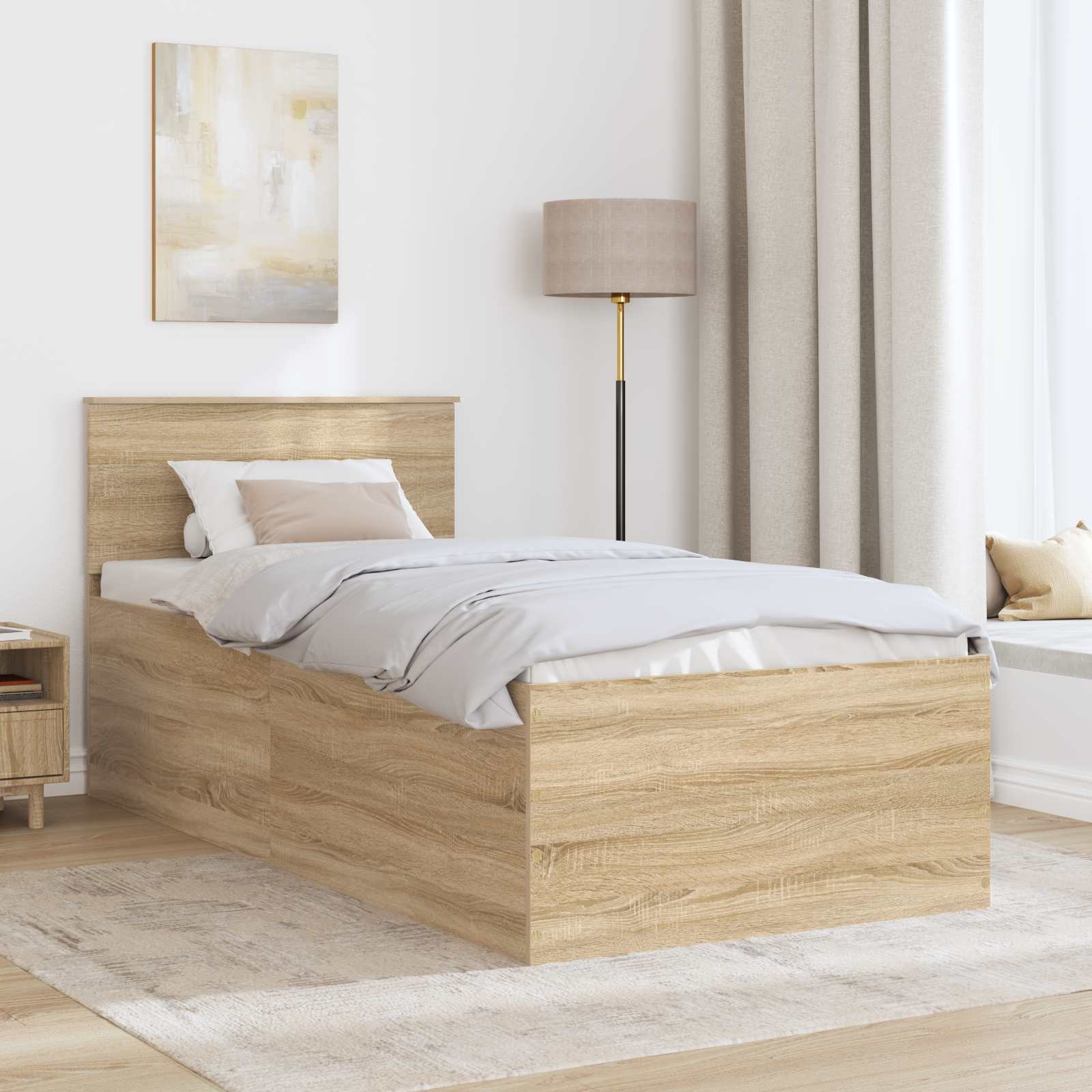 vidaXL Ramka łóżka Dąb Sonoma 120 x 200 cm Materiał drewnopochodny