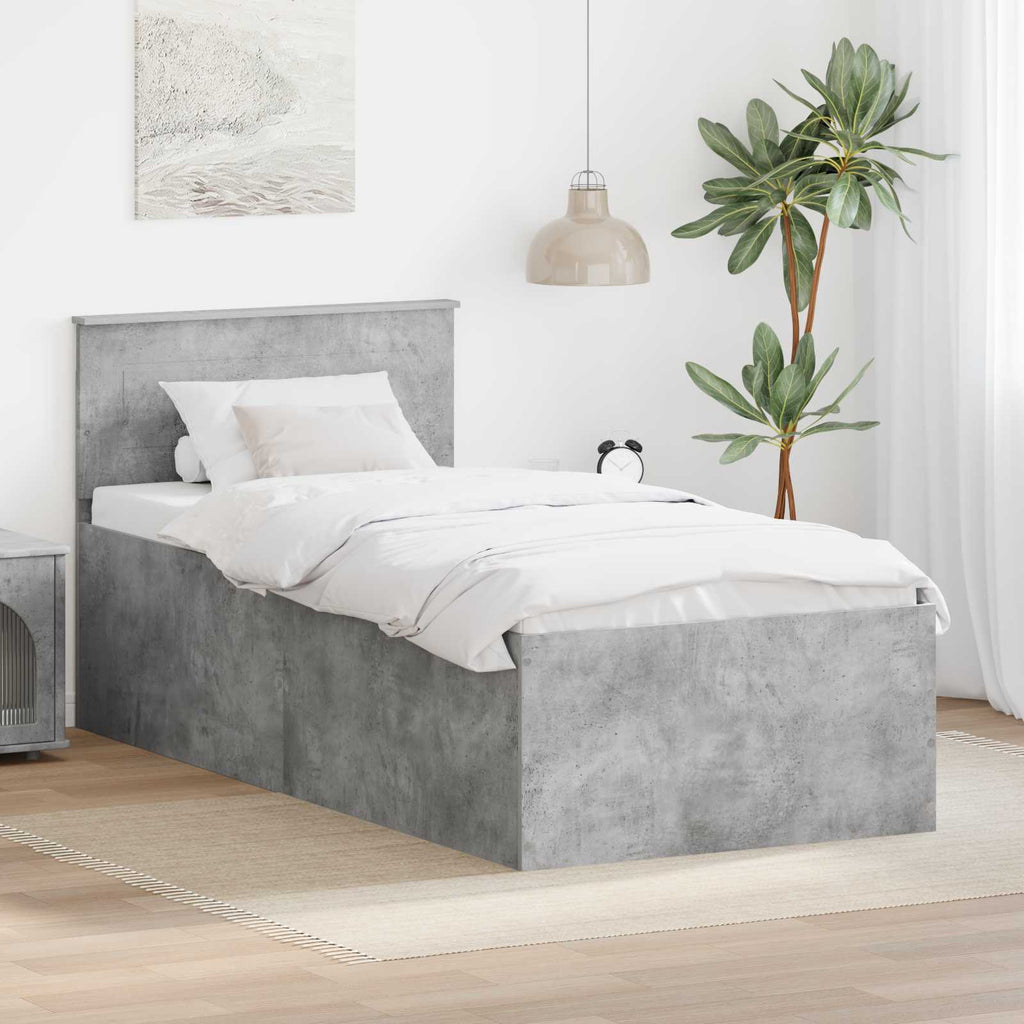 vidaXL Ramka łóżka Betonowy szary 120 x 200 cm Materiał drewnopochodny