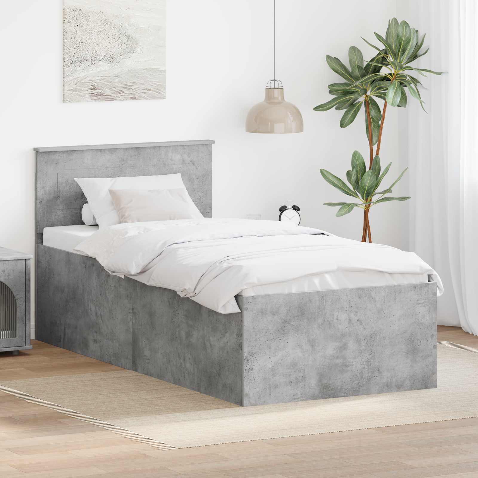 vidaXL Ramka łóżka Betonowy szary 120 x 200 cm Materiał drewnopochodny