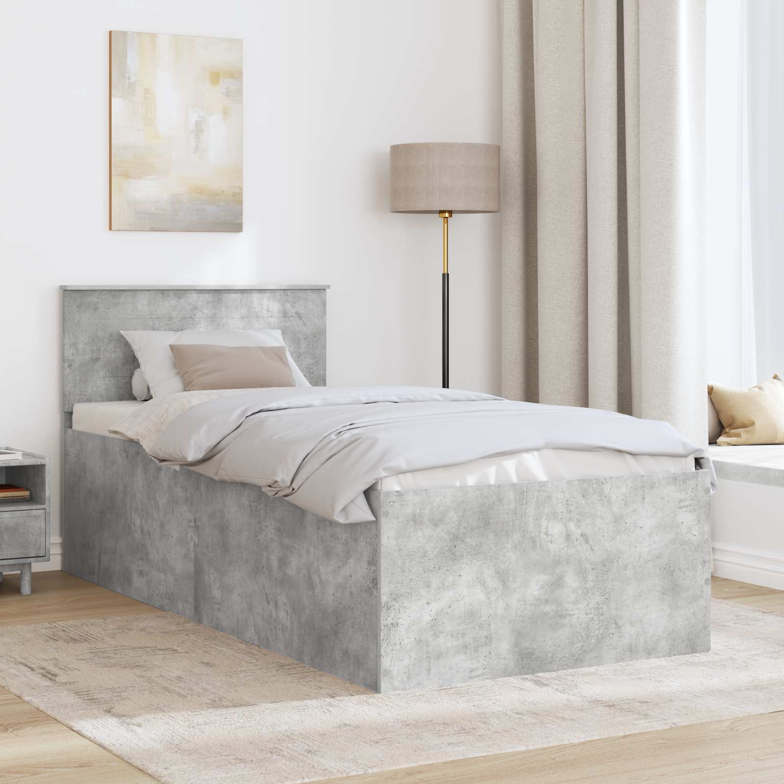 vidaXL Ramka łóżka Betonowy szary 120 x 200 cm Materiał drewnopochodny