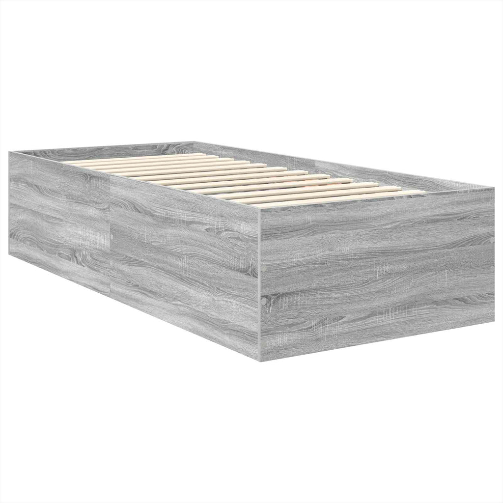 vidaXL Ramka łóżka Szary Sonoma 120 x 200 cm Materiał drewnopochodny