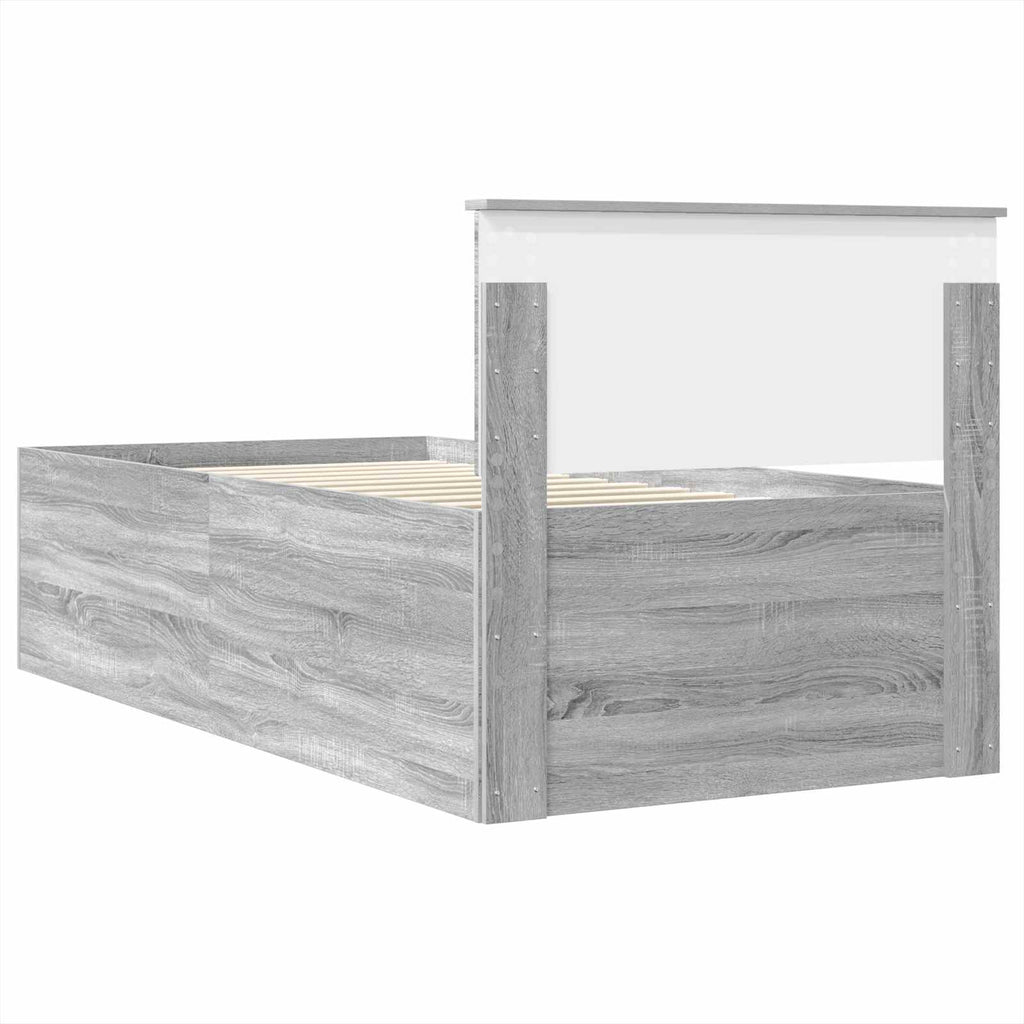 vidaXL Ramka łóżka Szary Sonoma 120 x 200 cm Materiał drewnopochodny