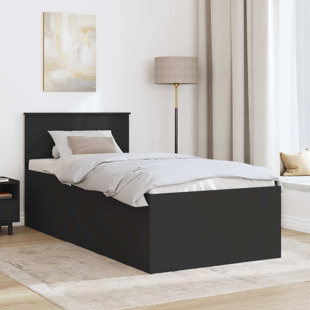 vidaXL Ramka łóżka Czarny 90 x 190 cm Materiał drewnopochodny