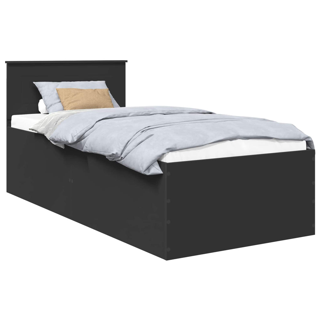 vidaXL Ramka łóżka Czarny 90 x 190 cm Materiał drewnopochodny
