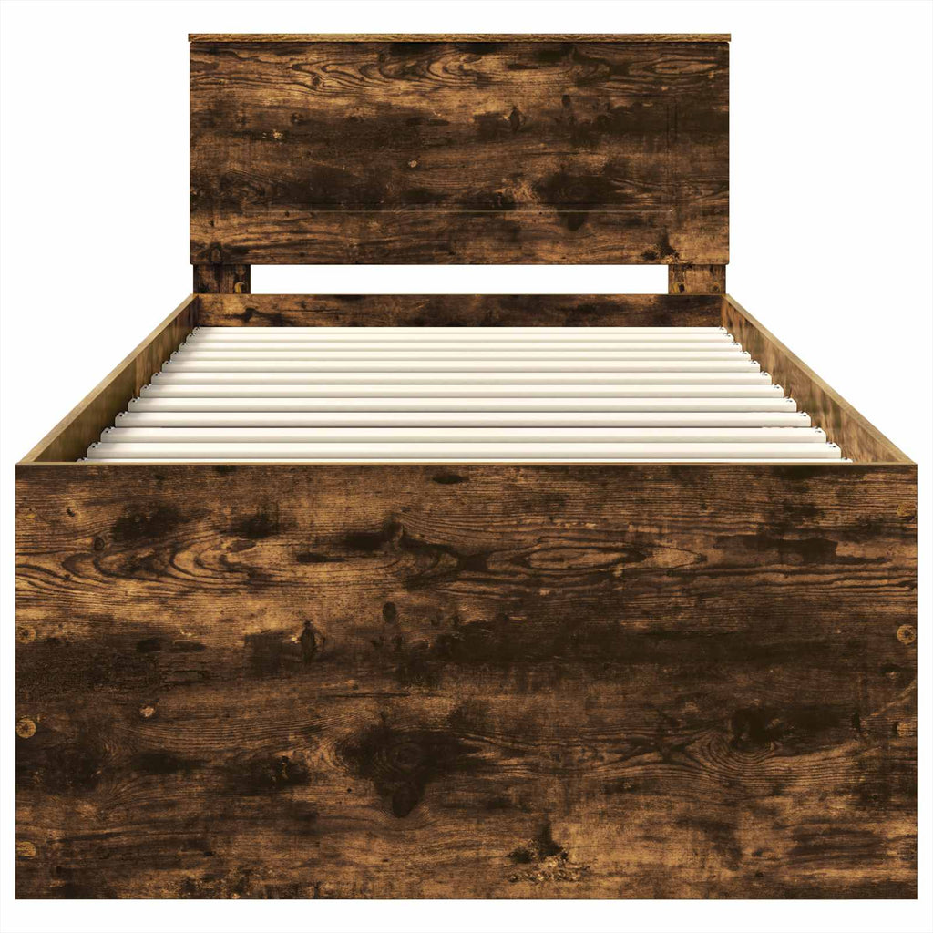vidaXL Ramka łóżka Dąb wędzony 90 x 190 cm Materiał drewnopochodny