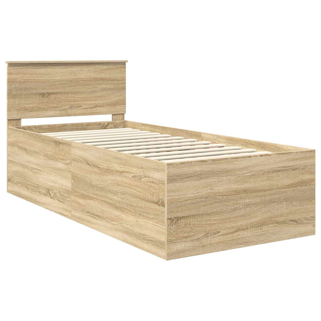 vidaXL Ramka łóżka Dąb Sonoma 90 x 200 cm Materiał drewnopochodny