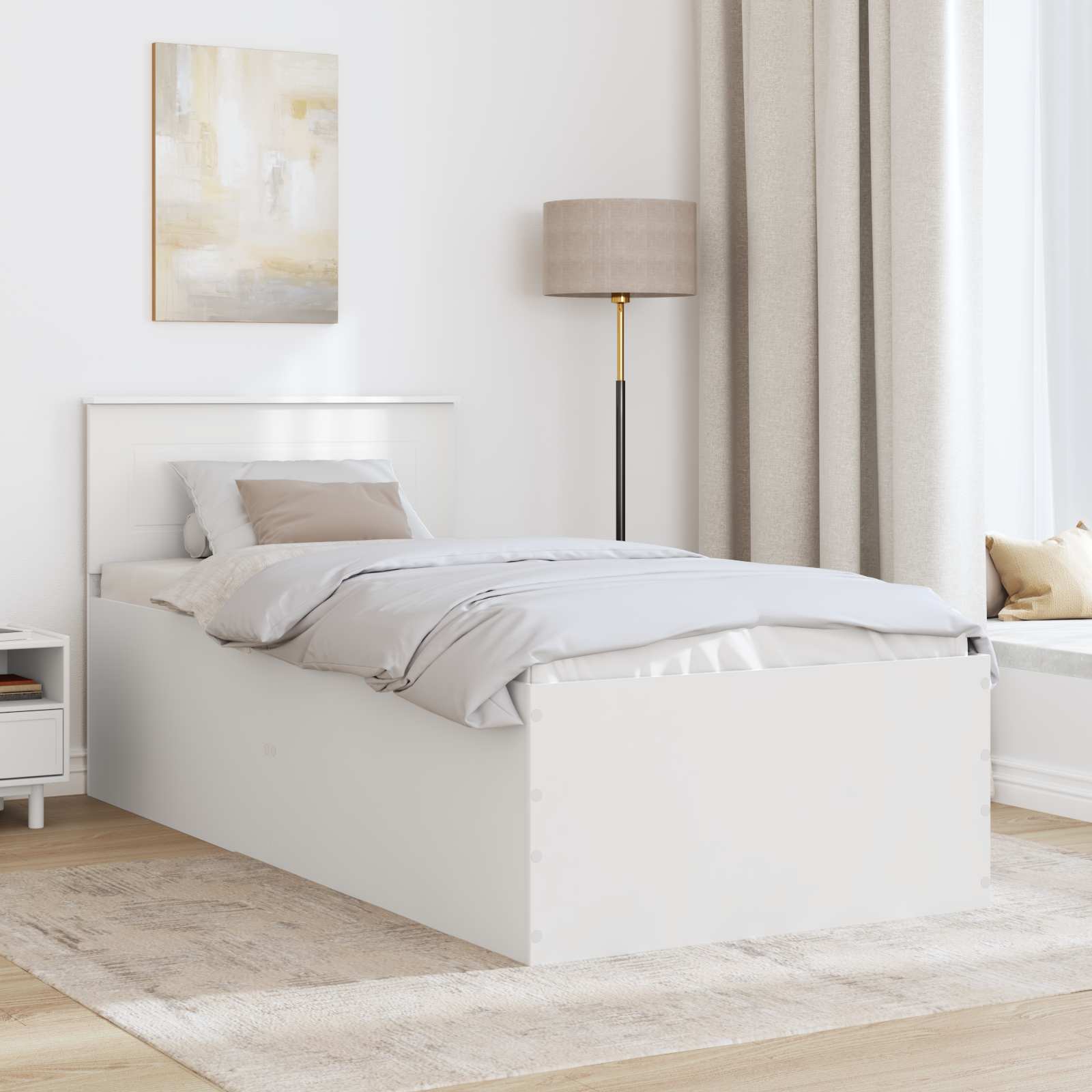 vidaXL Ramka łóżka Biały 75 x 190 cm Materiał drewnopochodny