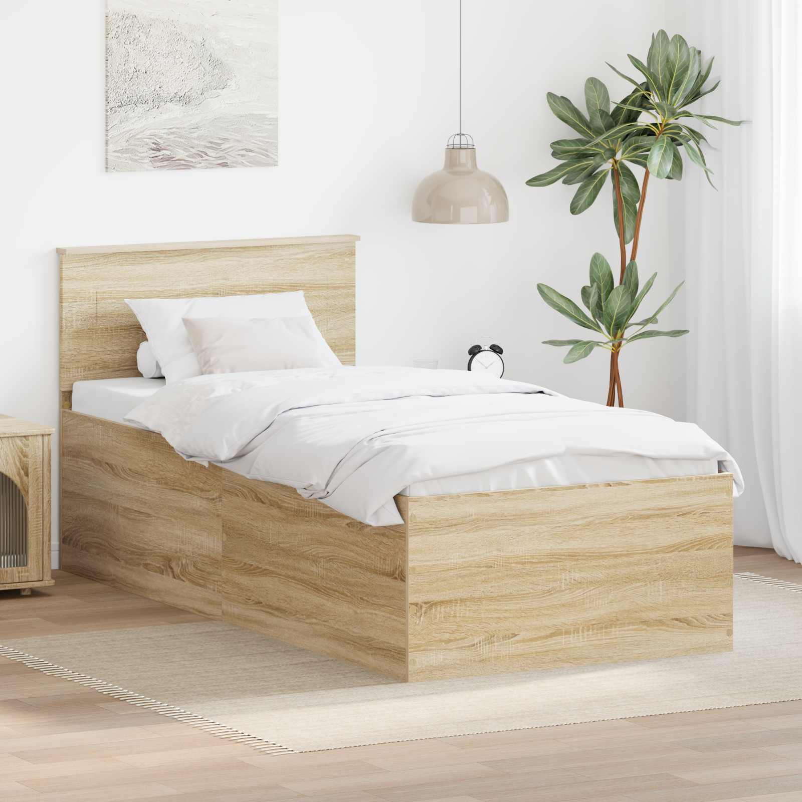 vidaXL Ramka łóżka Dąb Sonoma 75 x 190 cm Materiał drewnopochodny