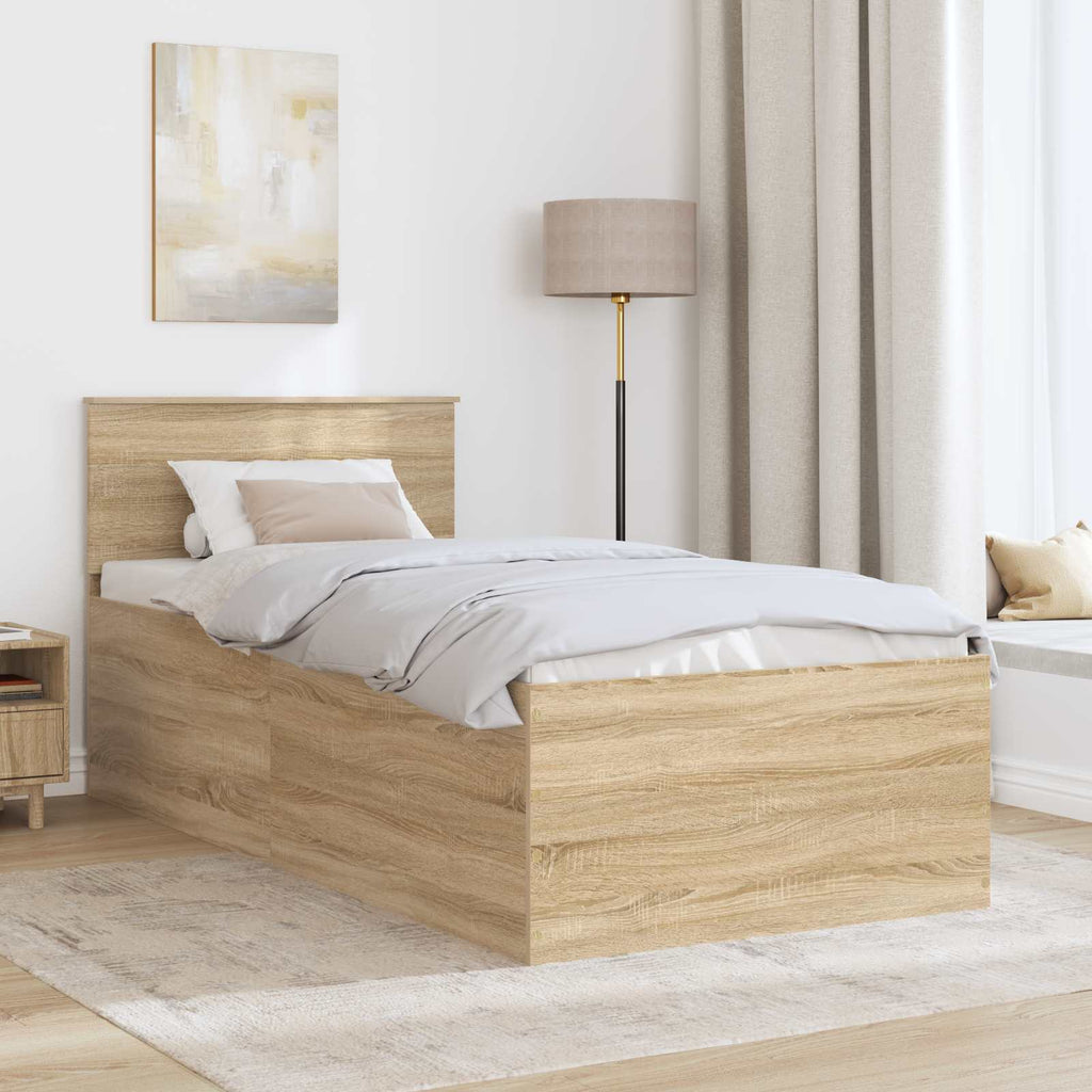 vidaXL Ramka łóżka Dąb Sonoma 75 x 190 cm Materiał drewnopochodny