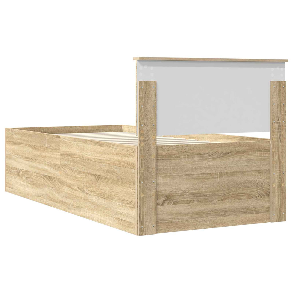 vidaXL Ramka łóżka Dąb Sonoma 75 x 190 cm Materiał drewnopochodny