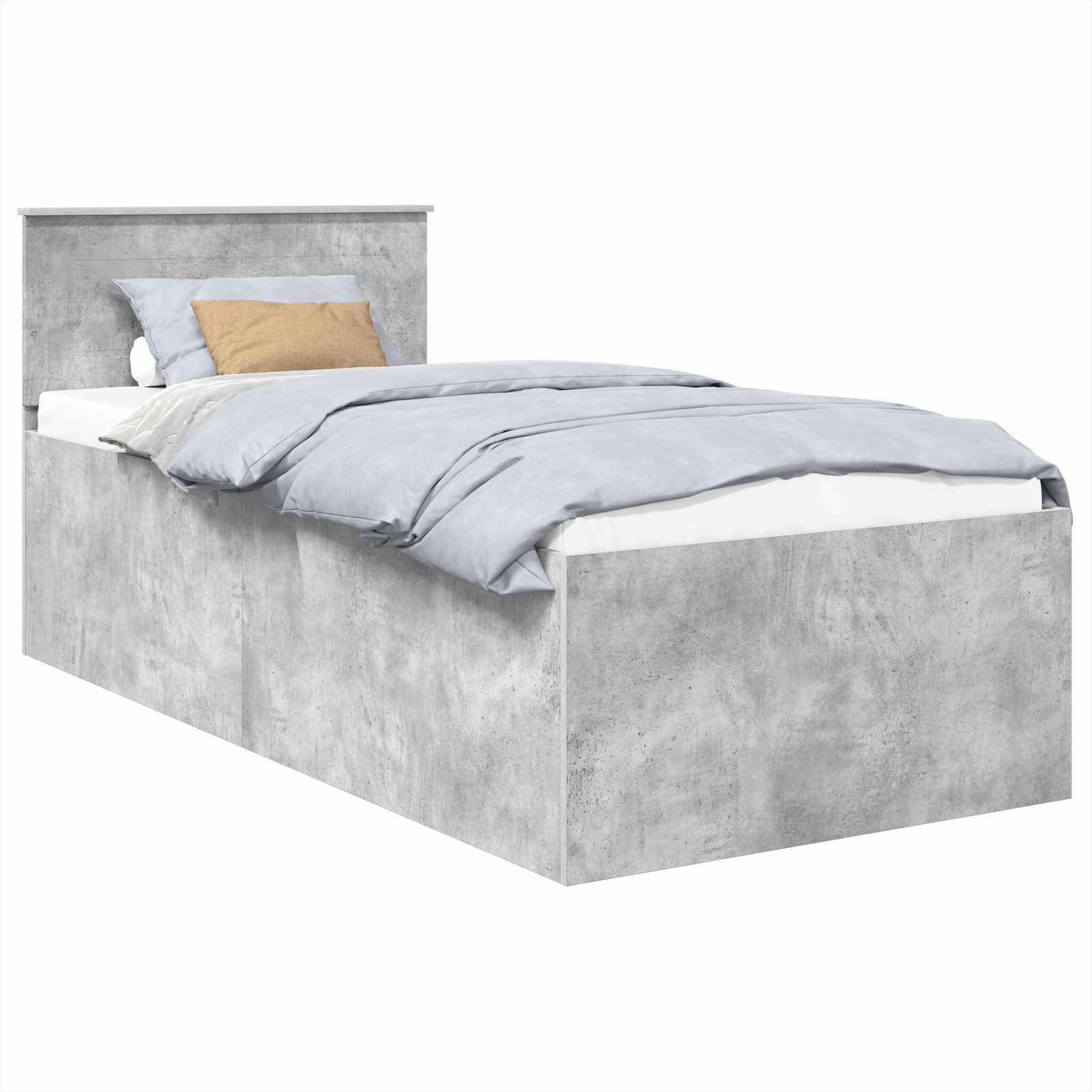 vidaXL Ramka łóżka Betonowy szary 75 x 190 cm Materiał drewnopochodny