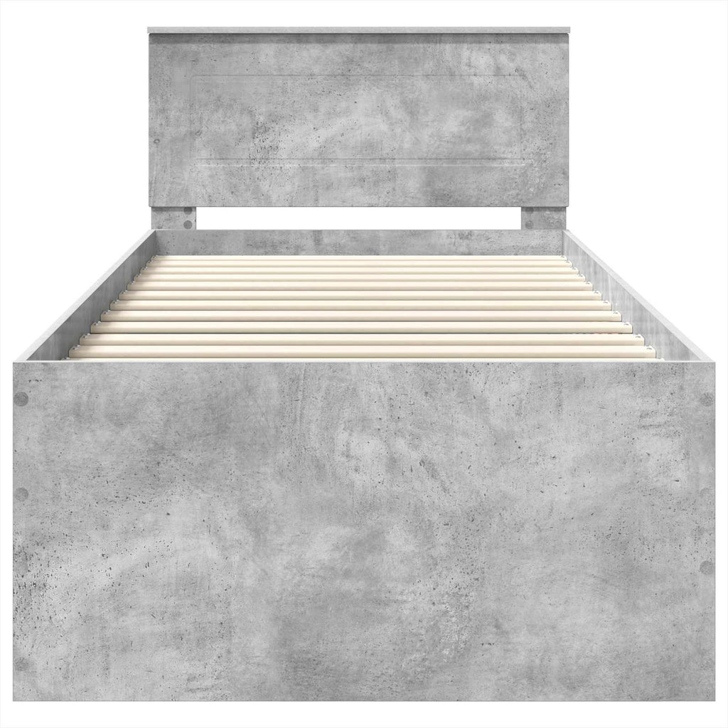 vidaXL Ramka łóżka Betonowy szary 75 x 190 cm Materiał drewnopochodny
