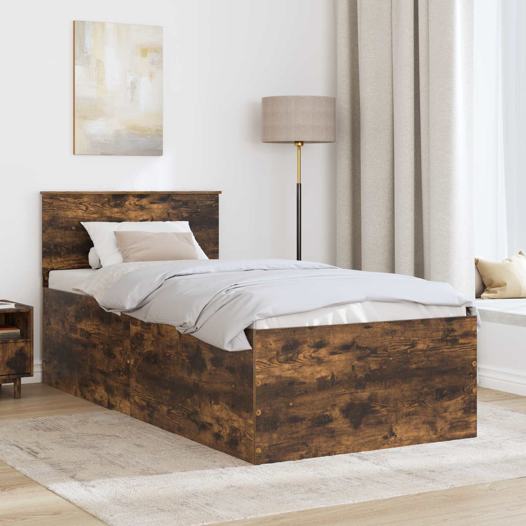 vidaXL Ramka łóżka Dąb wędzony 75 x 190 cm Materiał drewnopochodny
