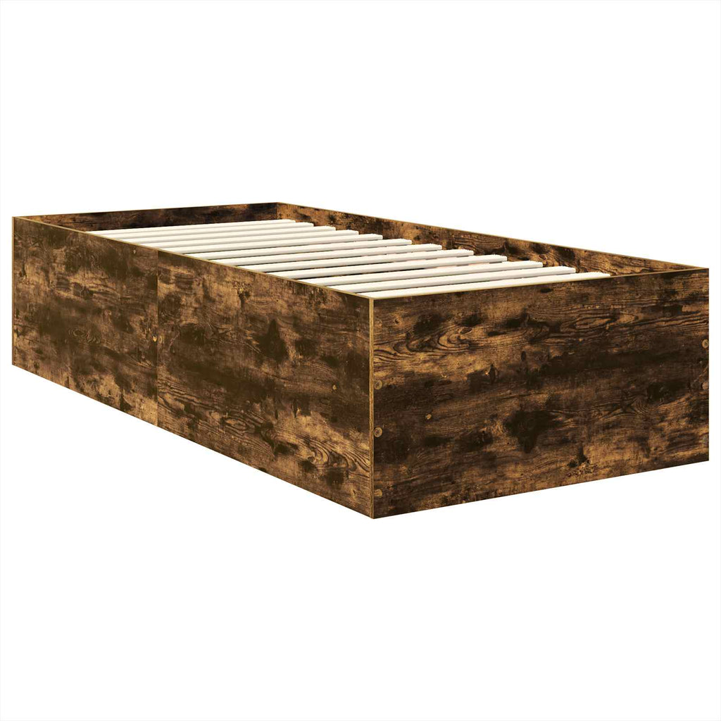vidaXL Ramka łóżka Dąb wędzony 75 x 190 cm Materiał drewnopochodny
