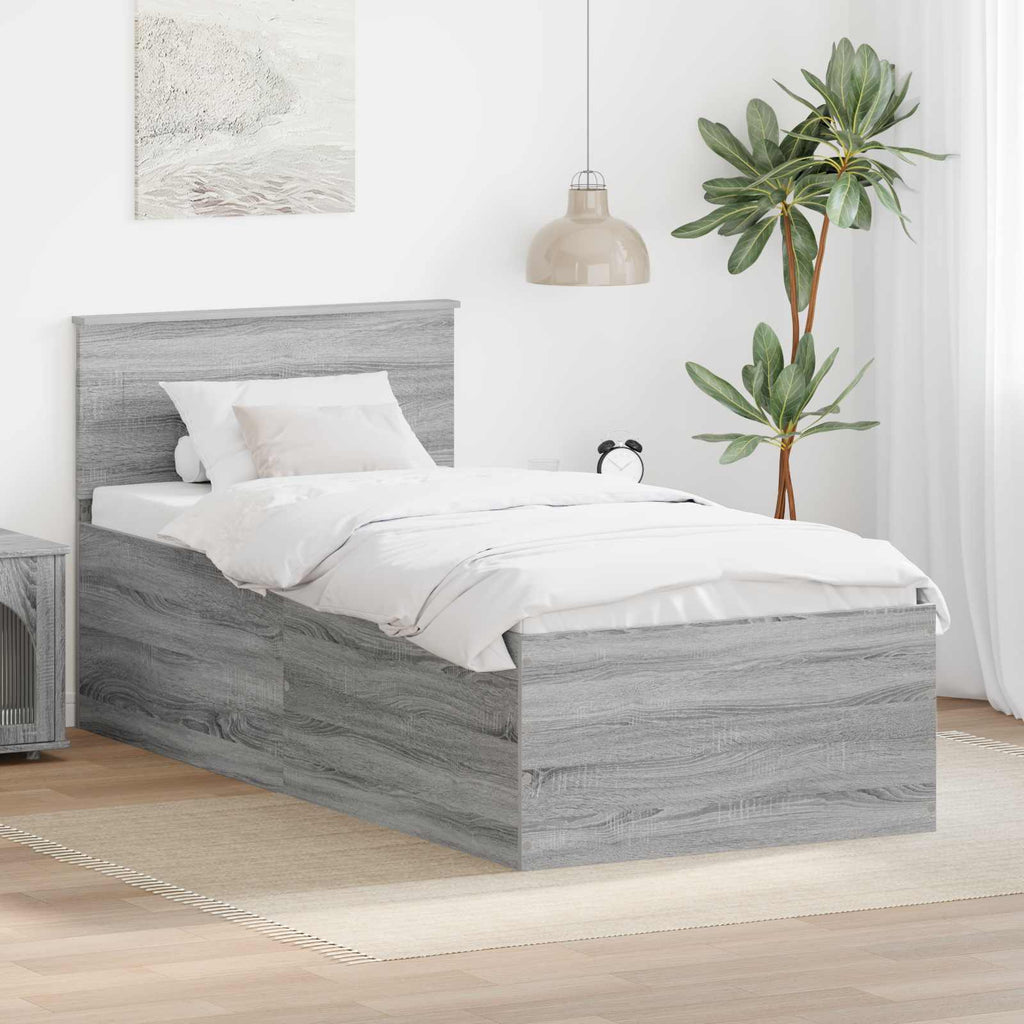 vidaXL Ramka łóżka Szary Sonoma 75 x 190 cm Materiał drewnopochodny