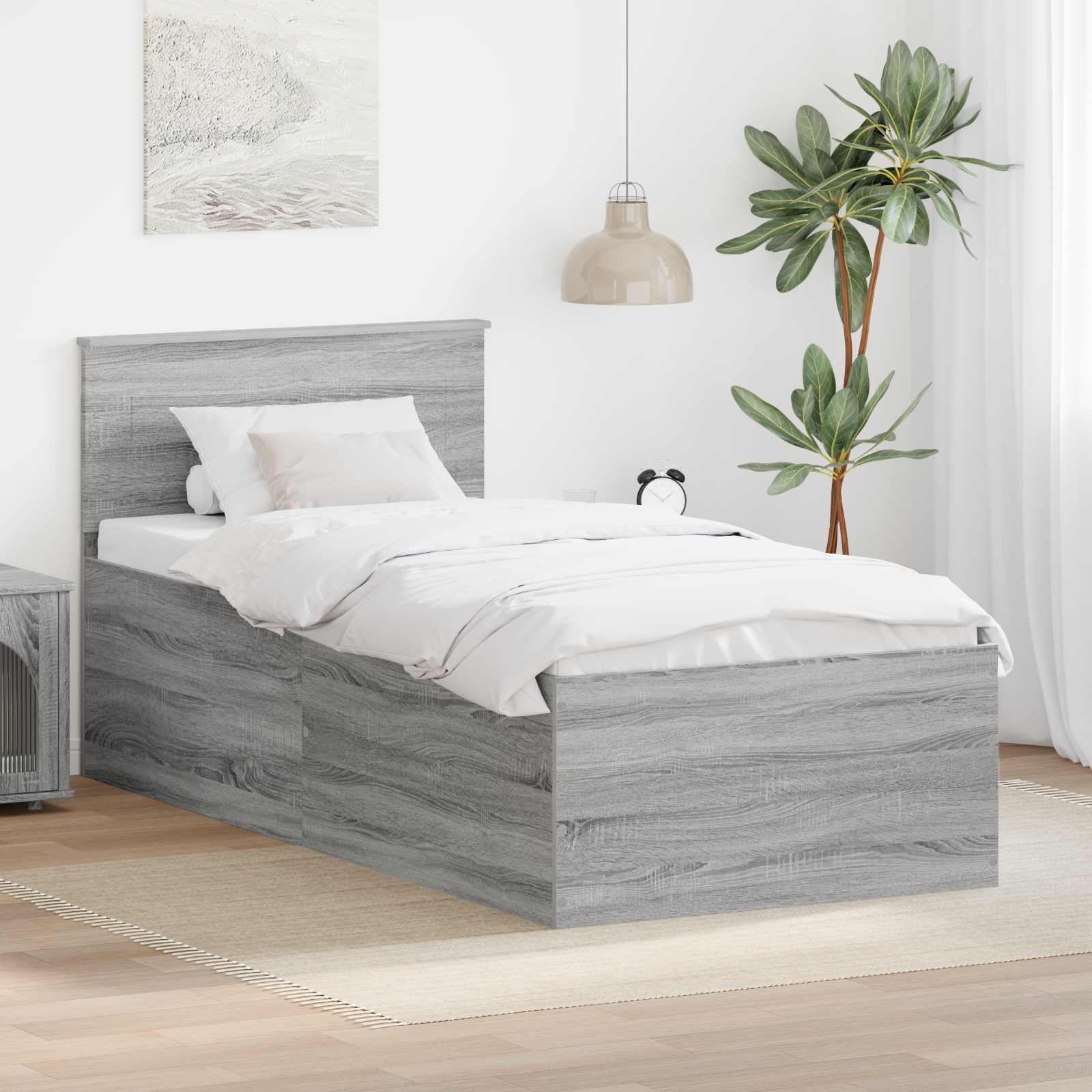 vidaXL Ramka łóżka Szary Sonoma 75 x 190 cm Materiał drewnopochodny