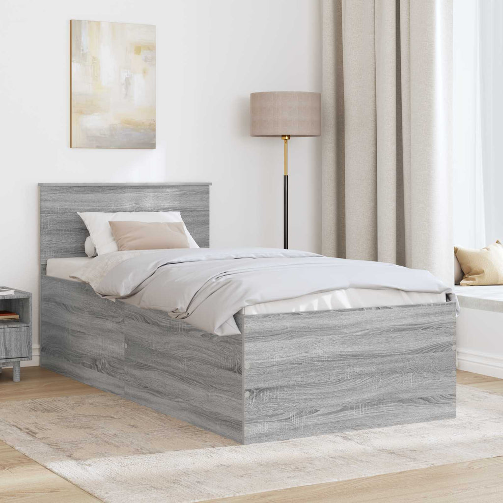 vidaXL Ramka łóżka Szary Sonoma 75 x 190 cm Materiał drewnopochodny