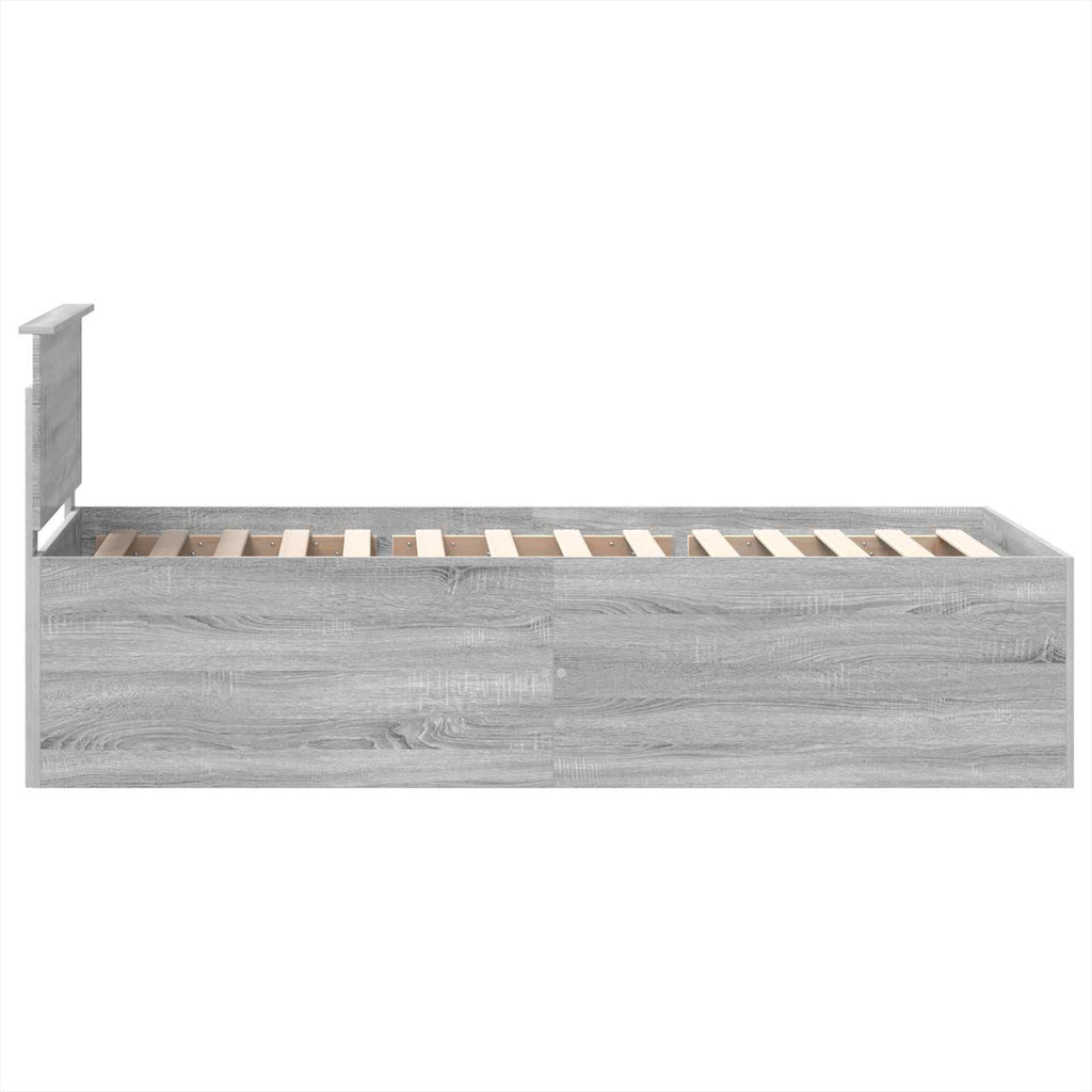vidaXL Ramka łóżka Szary Sonoma 75 x 190 cm Materiał drewnopochodny
