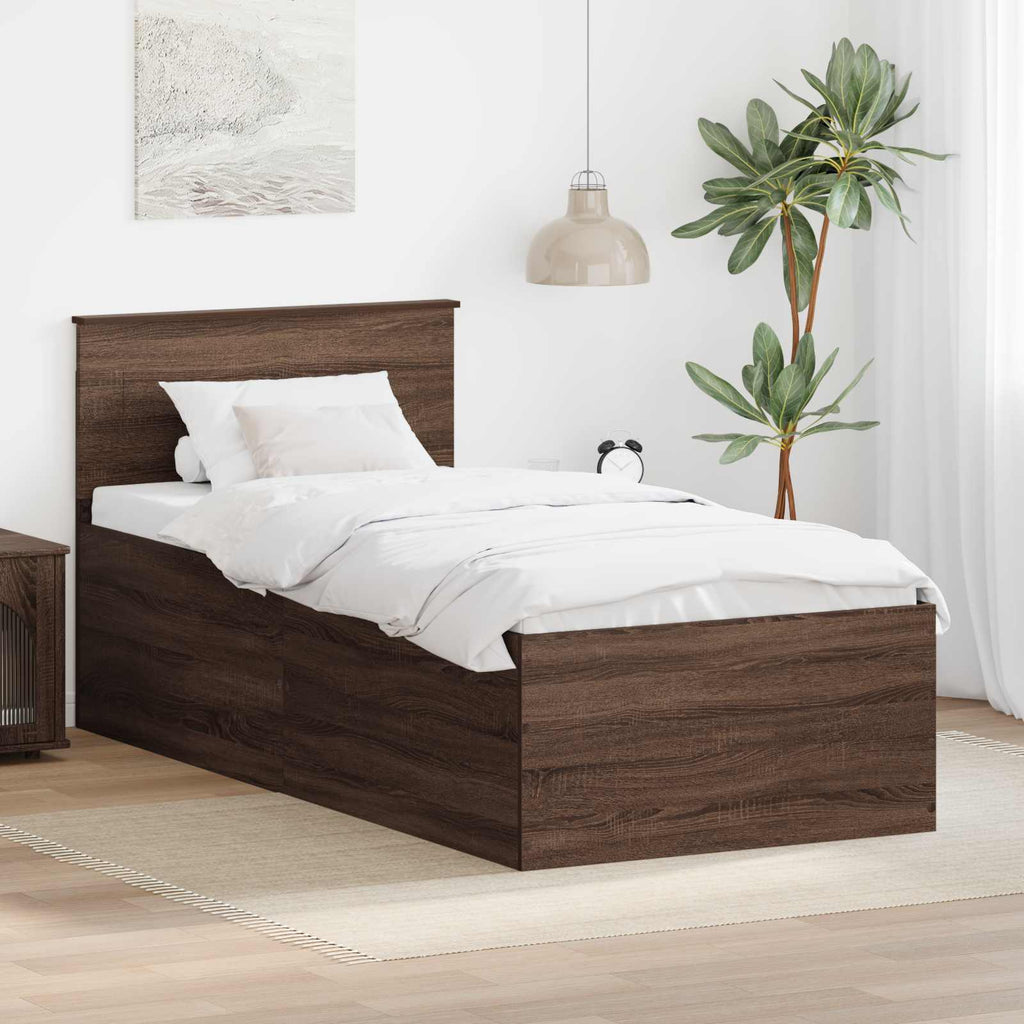 vidaXL Ramka łóżka Brązowy dąb 75 x 190 cm Materiał drewnopochodny