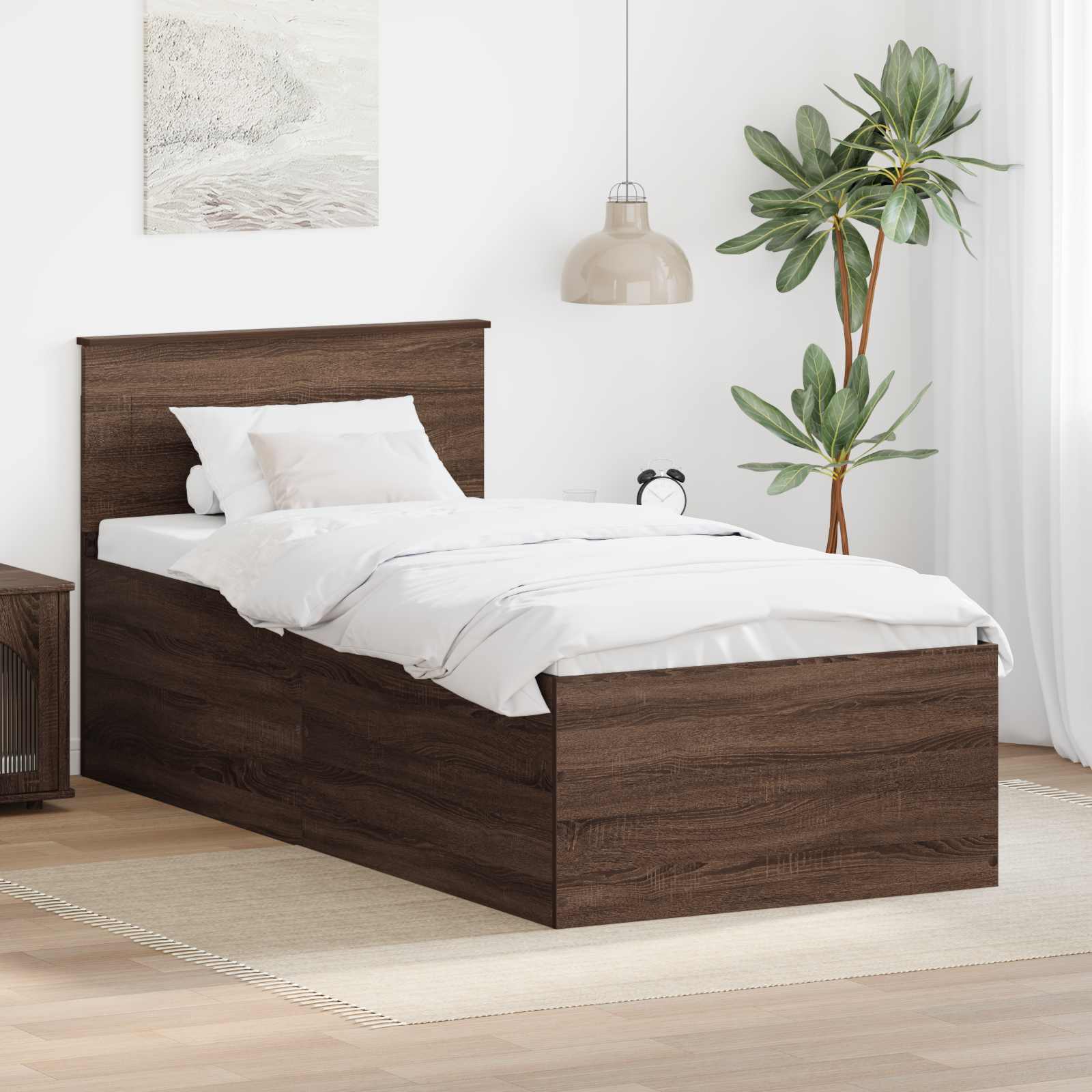 vidaXL Ramka łóżka Brązowy dąb 75 x 190 cm Materiał drewnopochodny