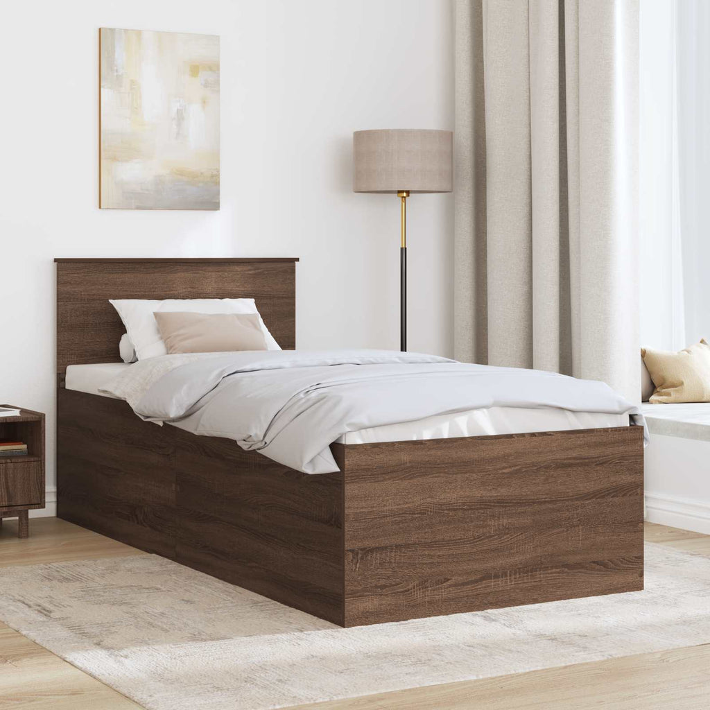 vidaXL Ramka łóżka Brązowy dąb 75 x 190 cm Materiał drewnopochodny