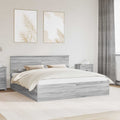 vidaXL Ramka łóżka Szary Sonoma 200 x 200 cm Materiał drewnopochodny
